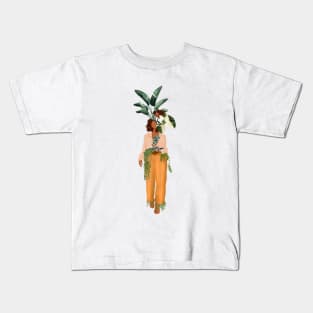 Plant Head, Girl Illustration Kids T-Shirt